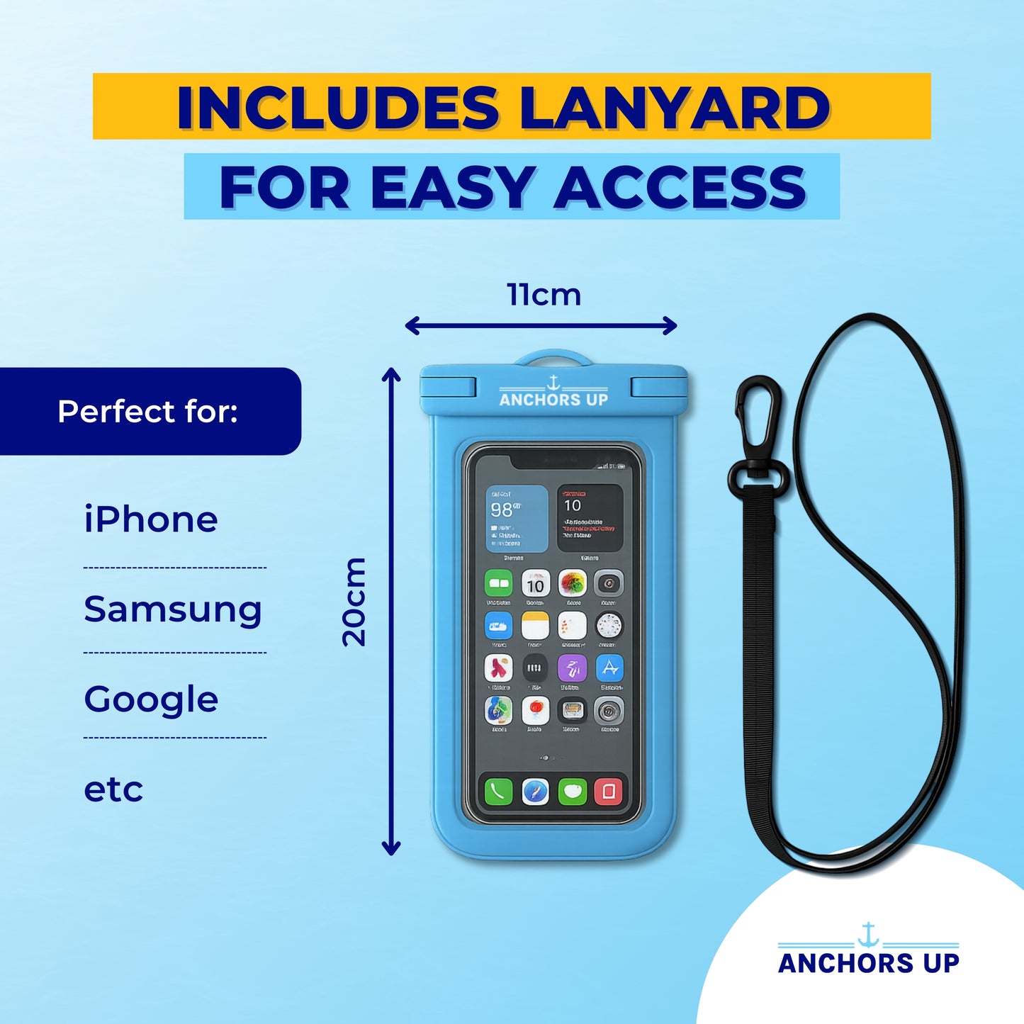 Waterproof Phone Pouch with Lanyard - Cruise & Beach Ready - Universal Fit