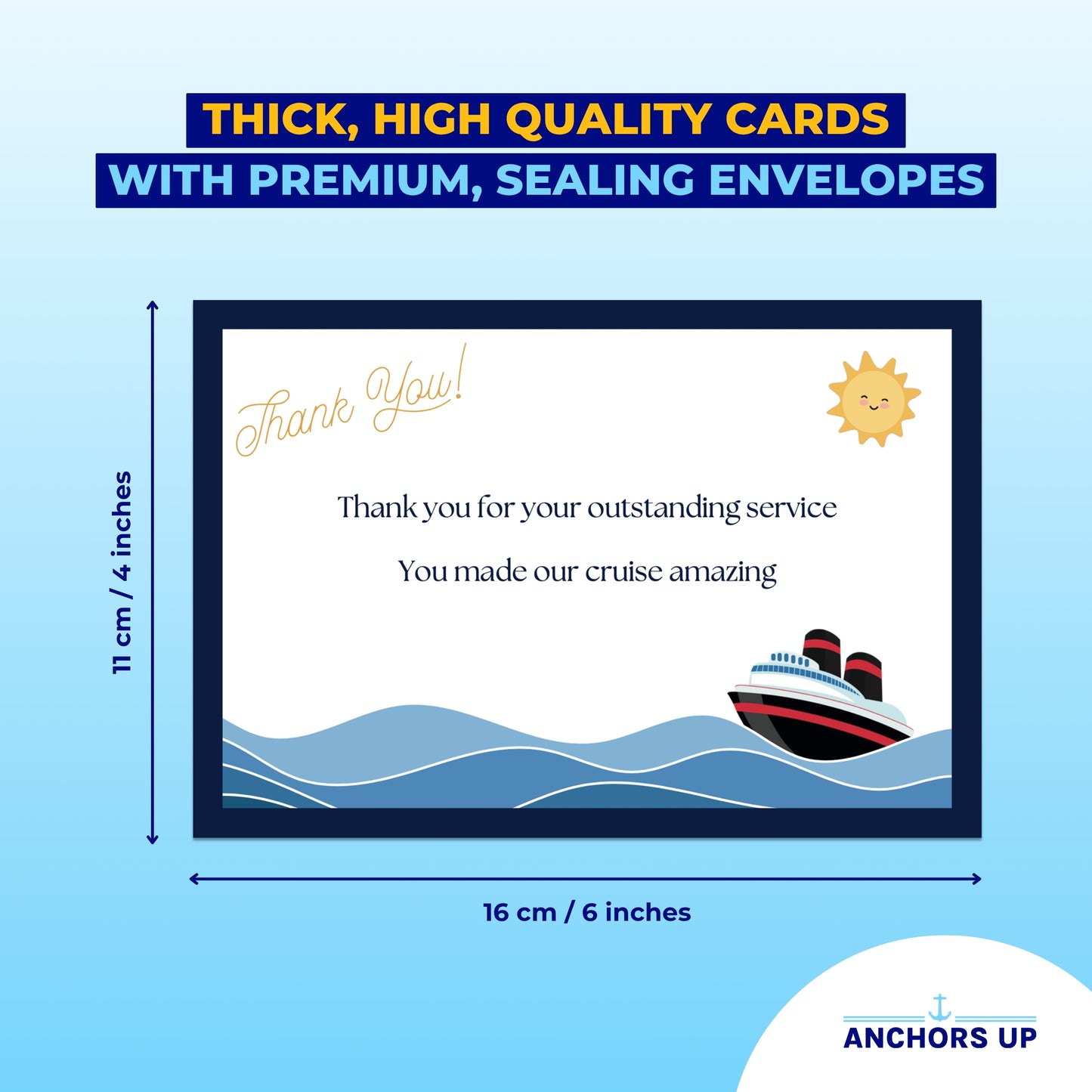 Cruise Staff Thank You Cards with Envelopes - Set of 6