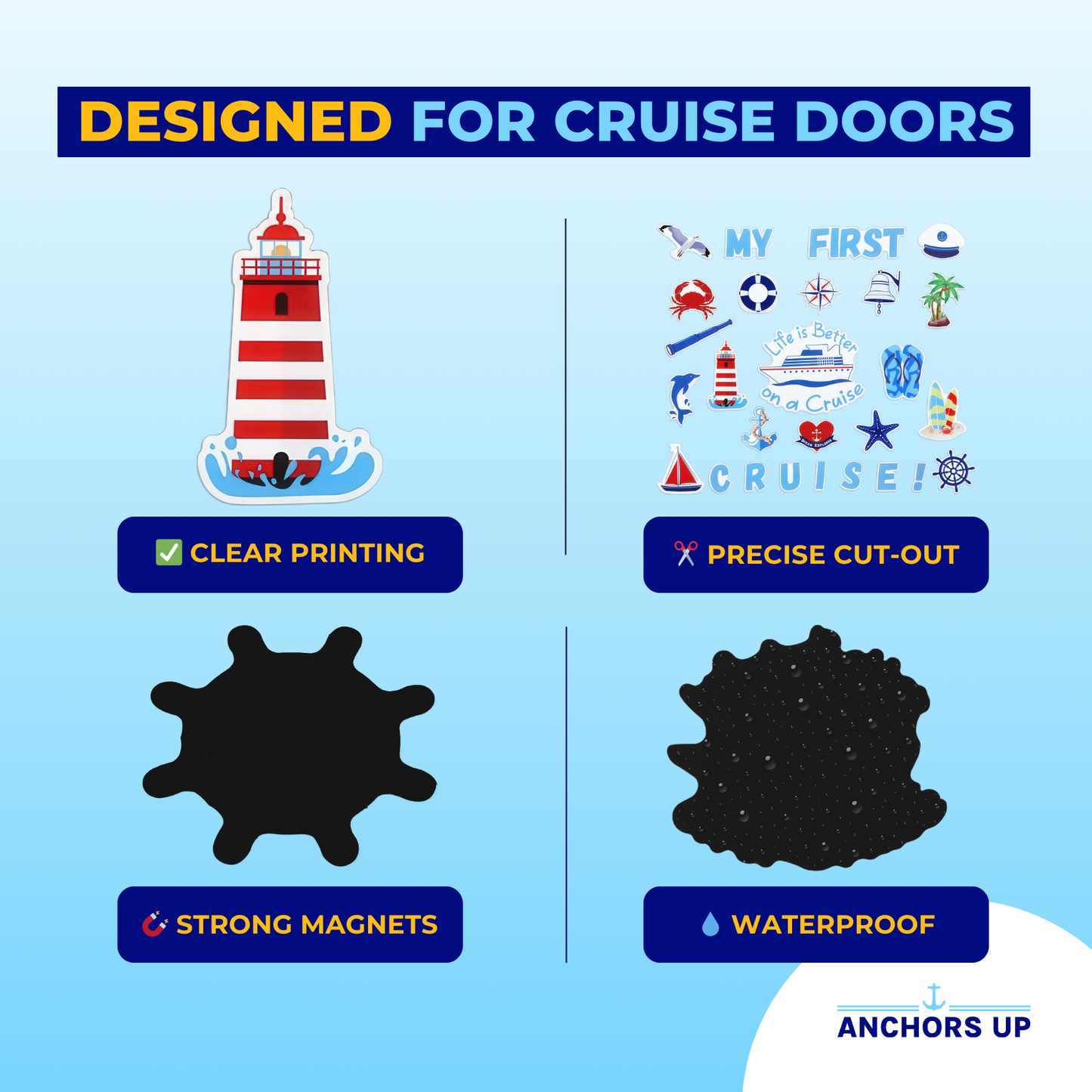 Nautical Themed Cruise Ship Door Magnets - Pack of 27