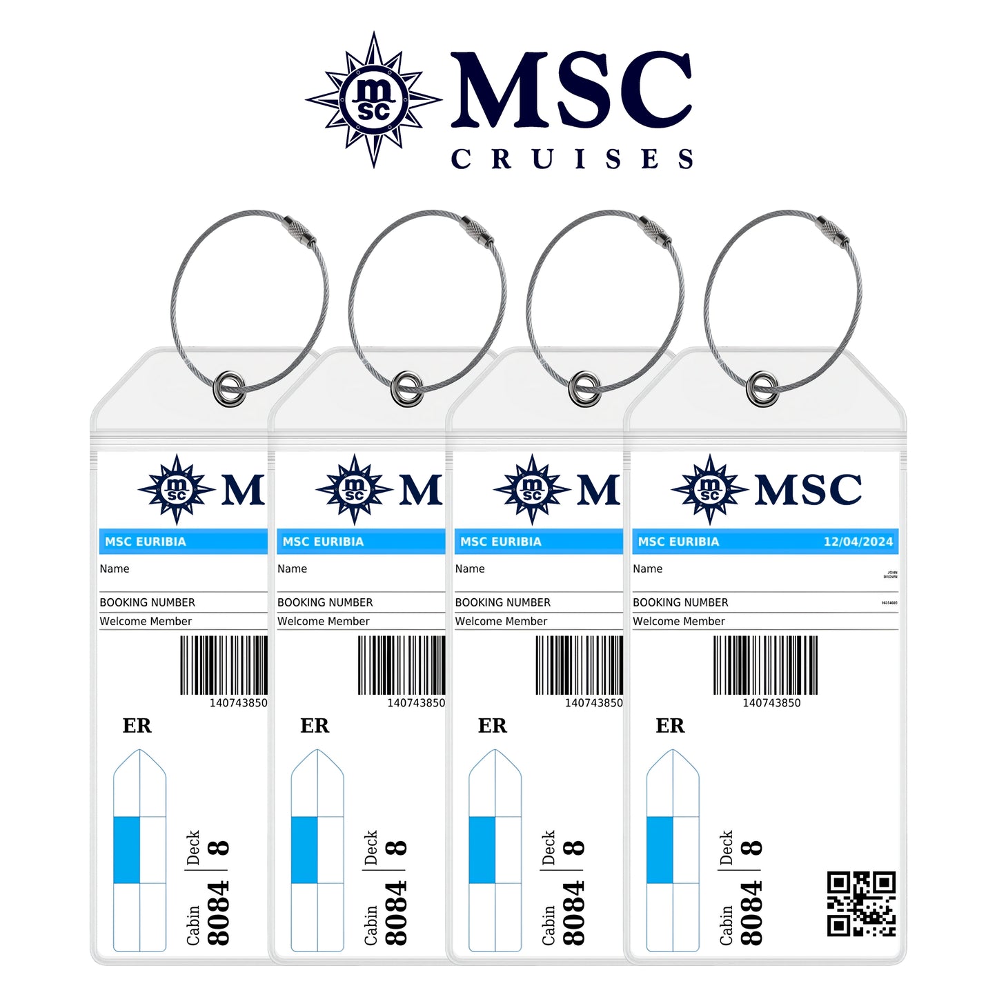 Luggage Tag Holders for all Cruise Lines - Set of 4