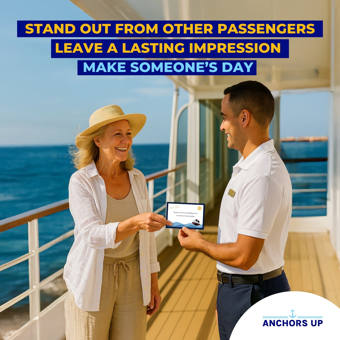 Cruise Staff Thank You Cards with Envelopes - Set of 6