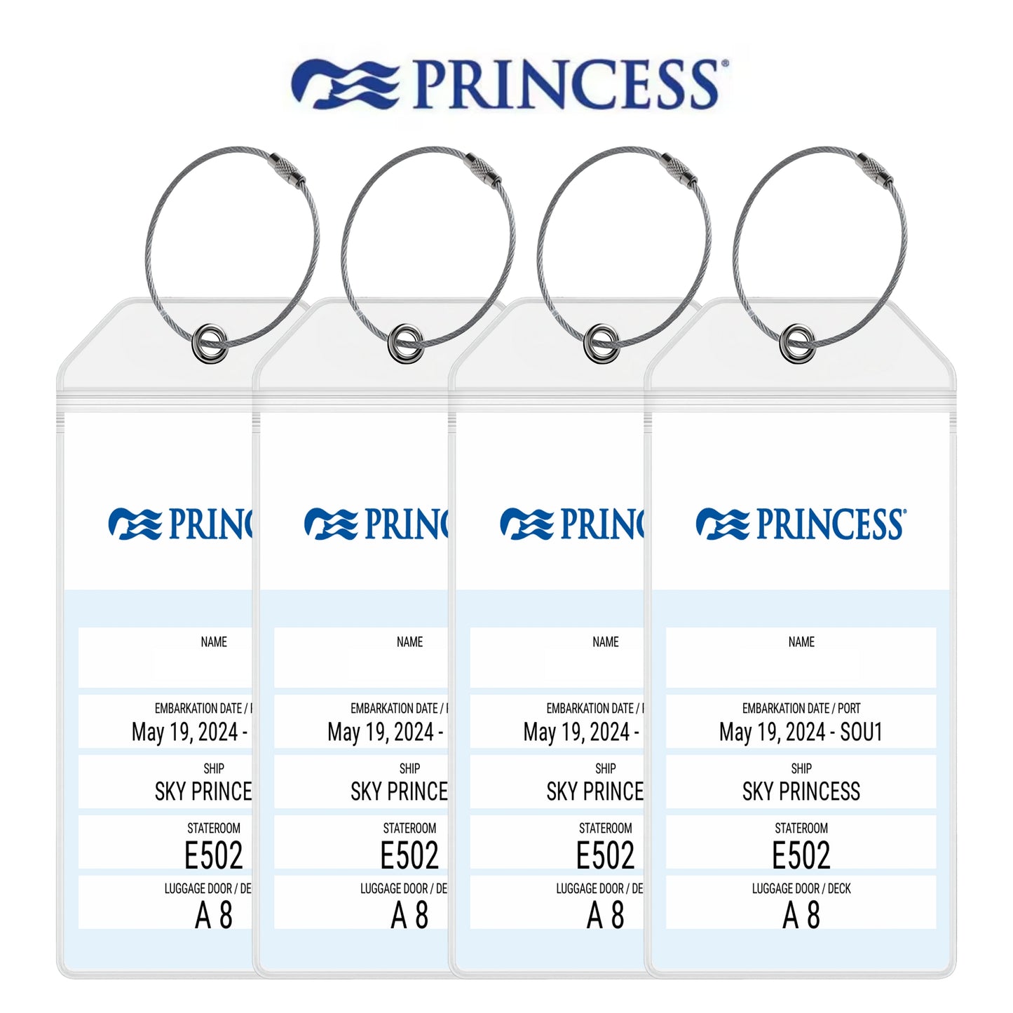 Luggage Tag Holders for all Cruise Lines - Set of 4