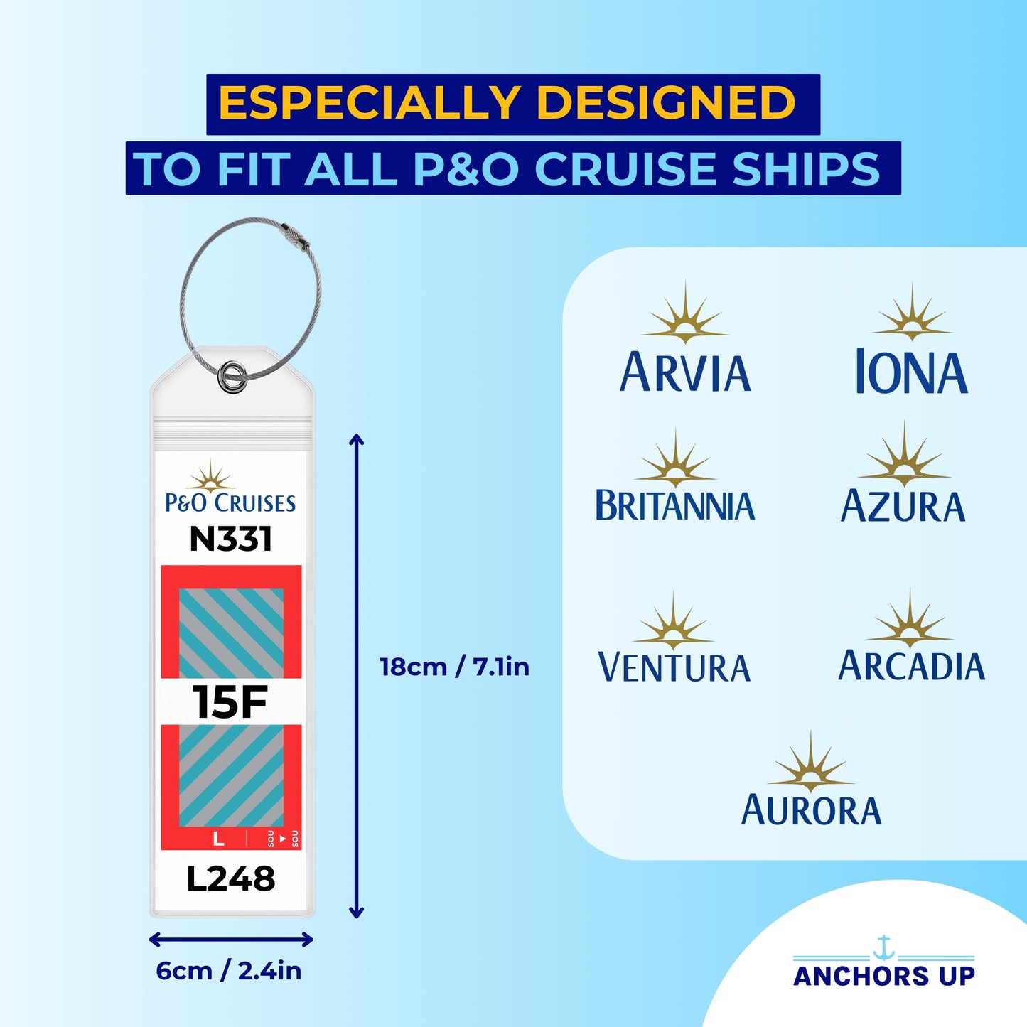 P&O Cruise Luggage Tag Holders - Set of 4