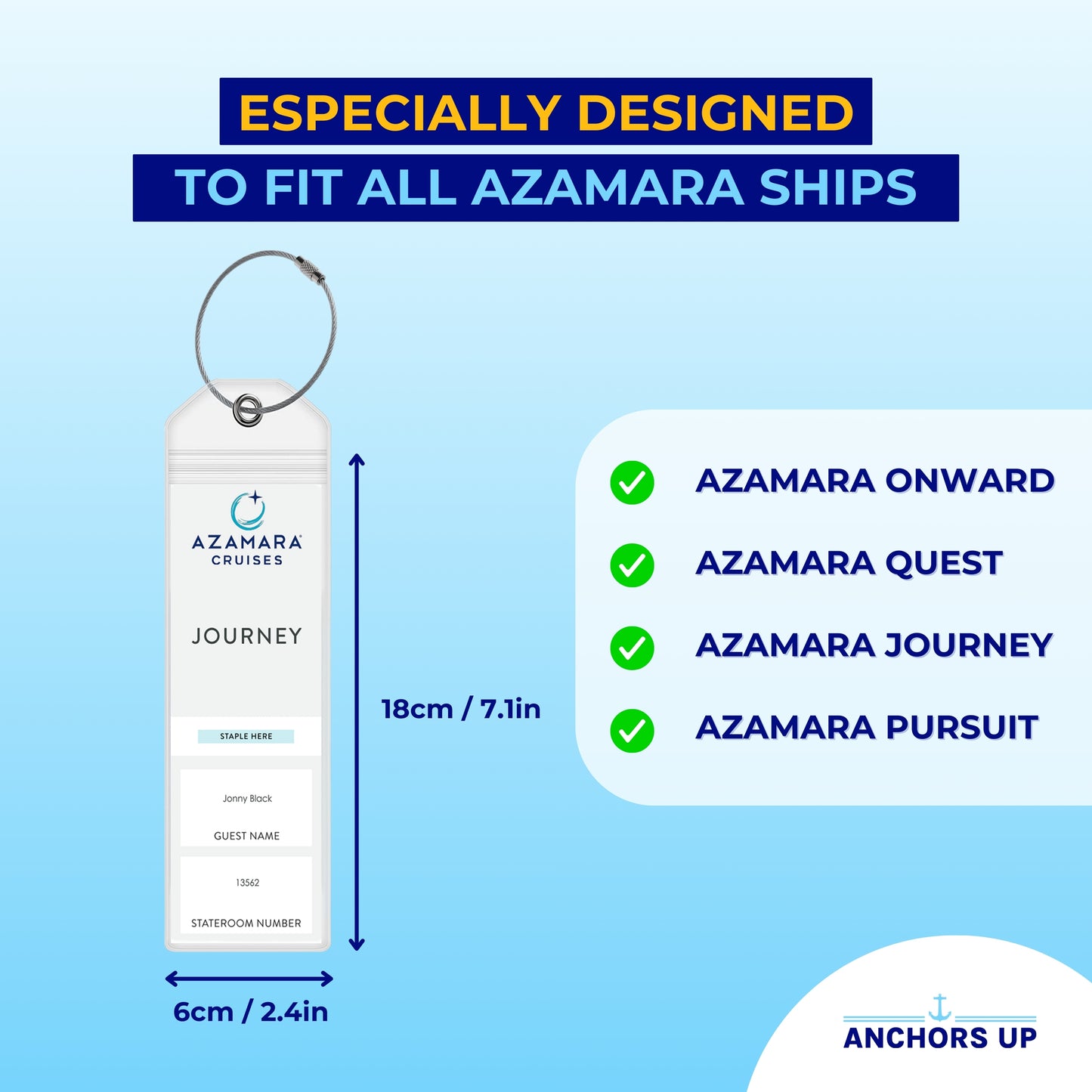 Azamara Cruise Luggage Tag Holders - Set of 4