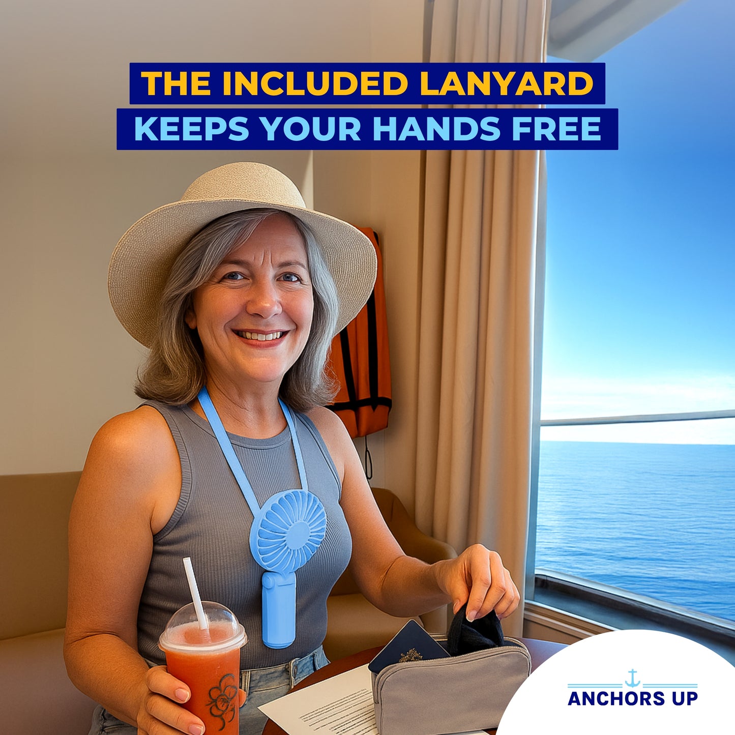 Cruise Approved 5-Speed Handheld Travel Fan – USB Rechargeable