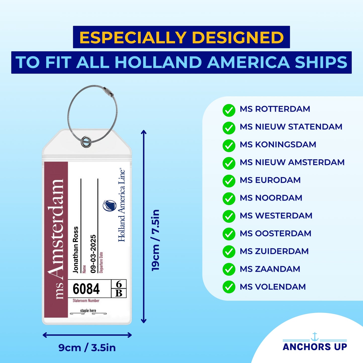 Holland America Cruise Luggage Tag Holders - Set of 4