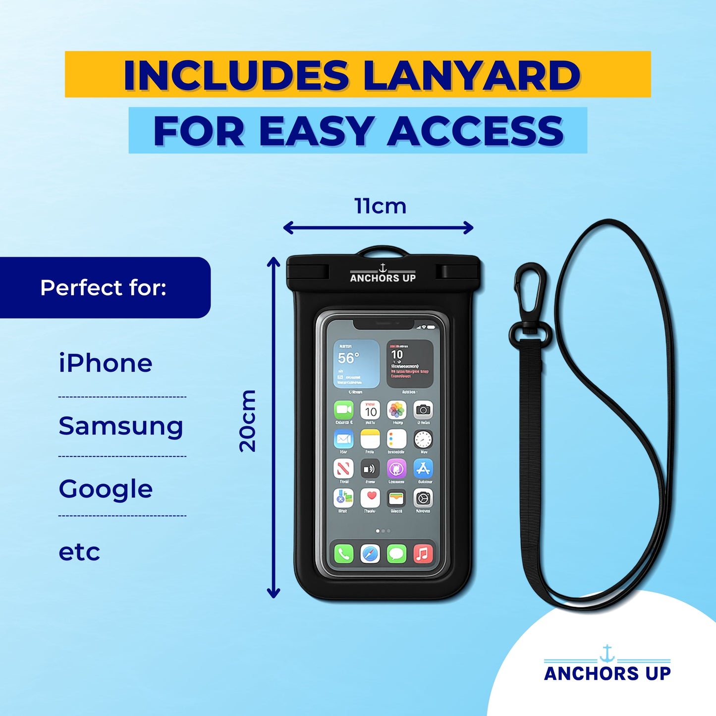 Waterproof Phone Pouch with Lanyard - Cruise & Beach Ready - Universal Fit