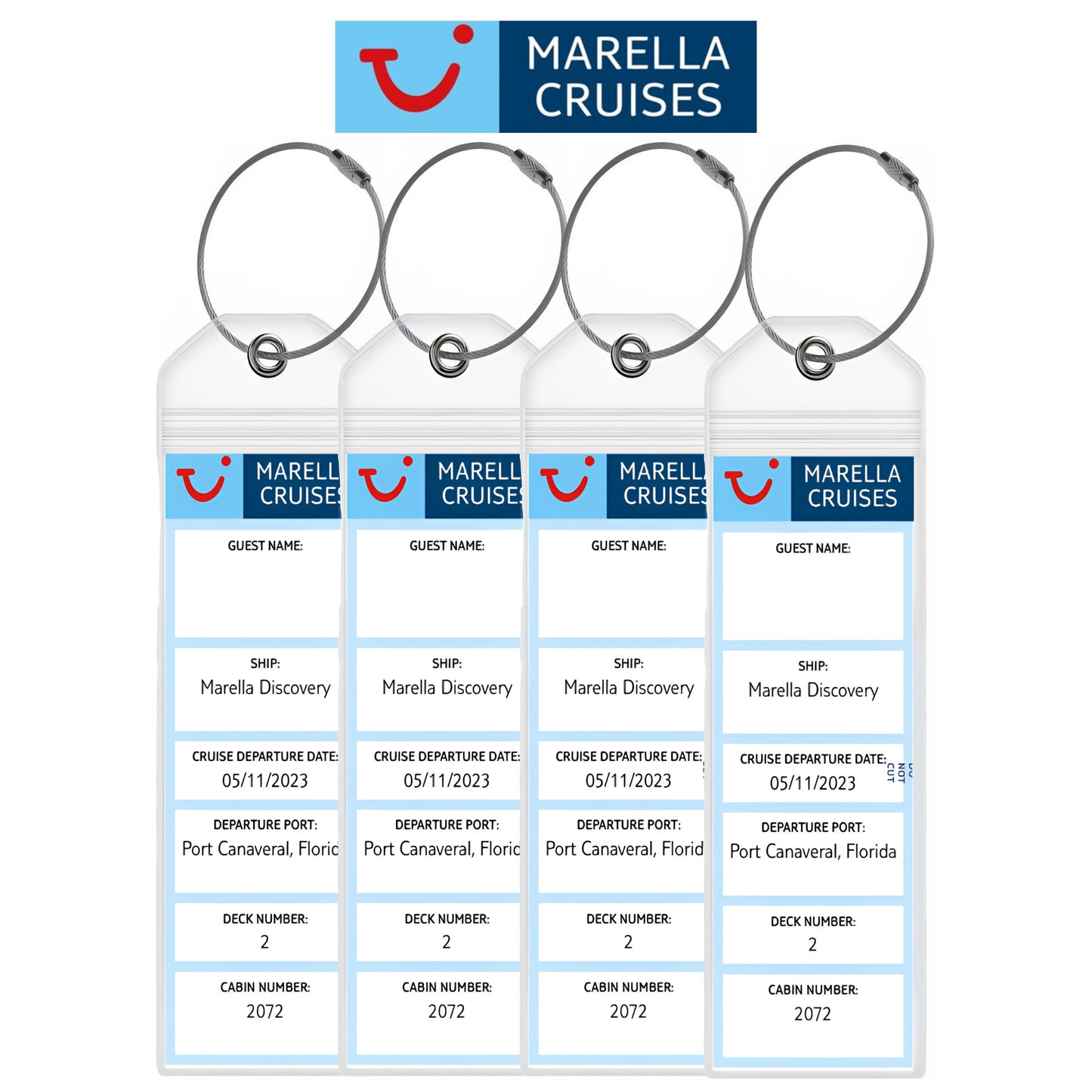 Luggage Tag Holders for all Cruise Lines - Set of 4