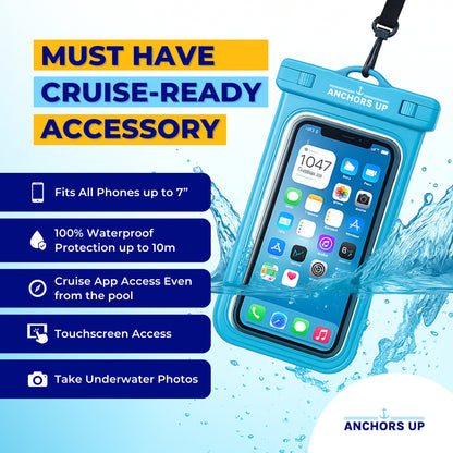 Waterproof Phone Pouch with Lanyard - Cruise & Beach Ready - Universal Fit