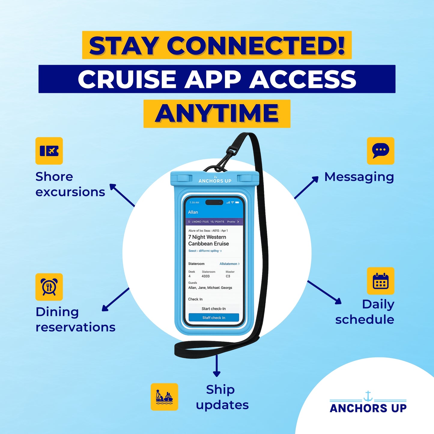 Waterproof Phone Pouch with Lanyard - Cruise & Beach Ready - Universal Fit