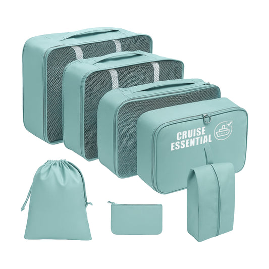 Cruise Packing Cubes - 7 Piece Set with Shoe & Laundry Bags