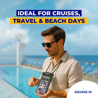Waterproof Phone Pouch with Lanyard - Cruise & Beach Ready - Universal Fit