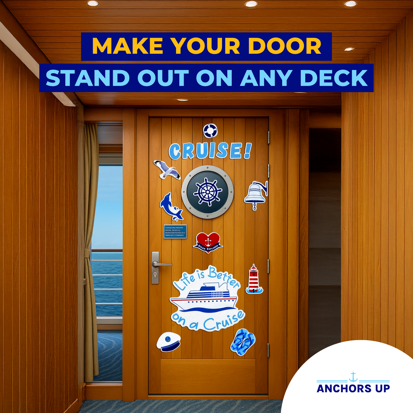 Nautical Themed Cruise Ship Door Magnets - Pack of 27