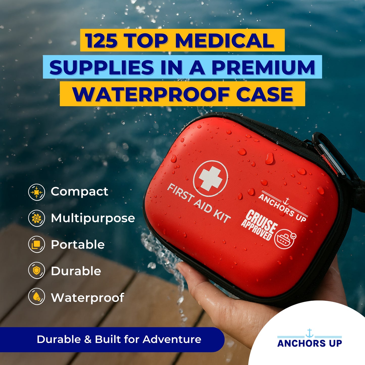 Cruise First Aid Kit - 125 Piece Compact Travel Medical Set