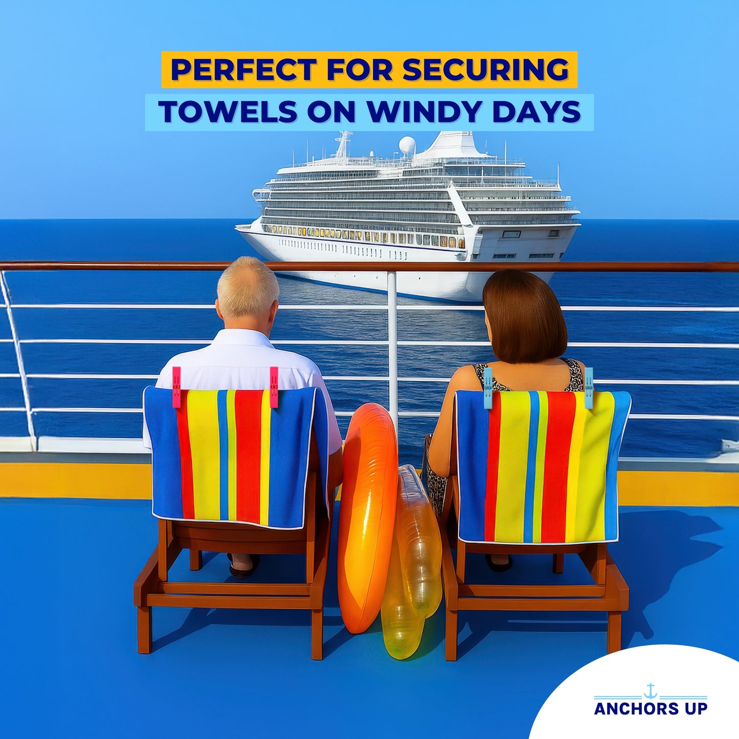 Towel Clips for Cruise Deck Chairs & Sunbeds - Strong Windproof Hold - Set of 4