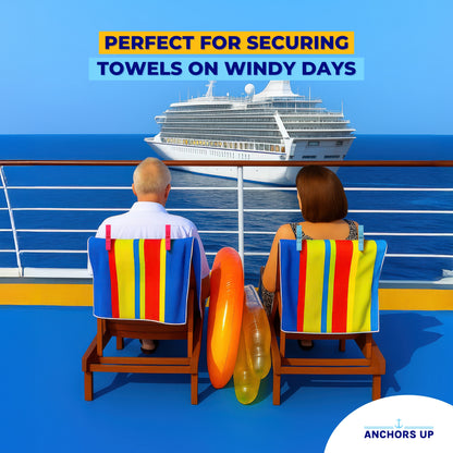 Towel Clips for Cruise Deck Chairs & Sunbeds - Strong Windproof Hold - Set of 4