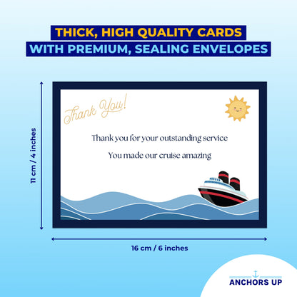 Cruise Staff Thank You Cards with Envelopes - Set of 6