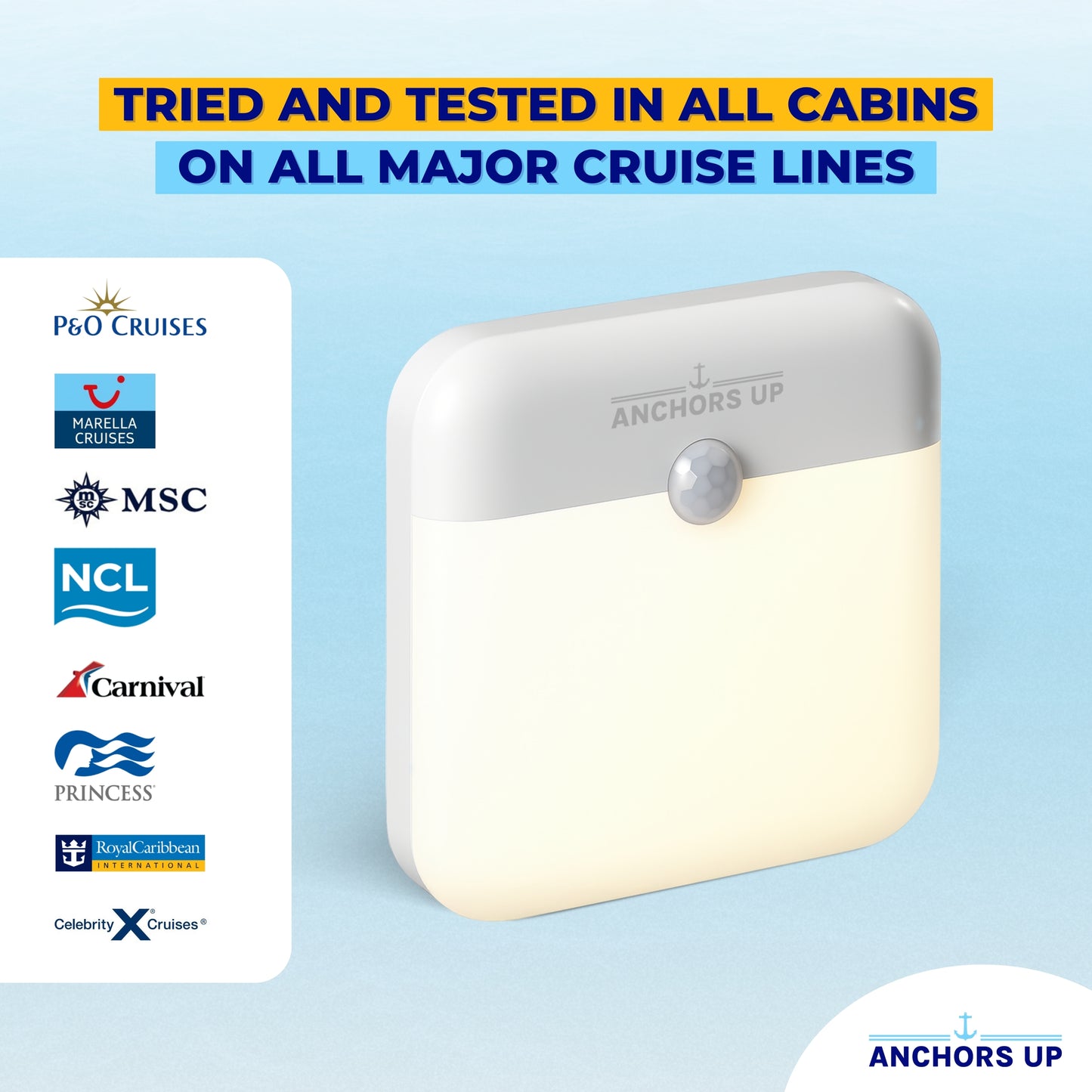 Magnetic Cabin Night Light for Cruises - Motion Sensor & USB Rechargeable