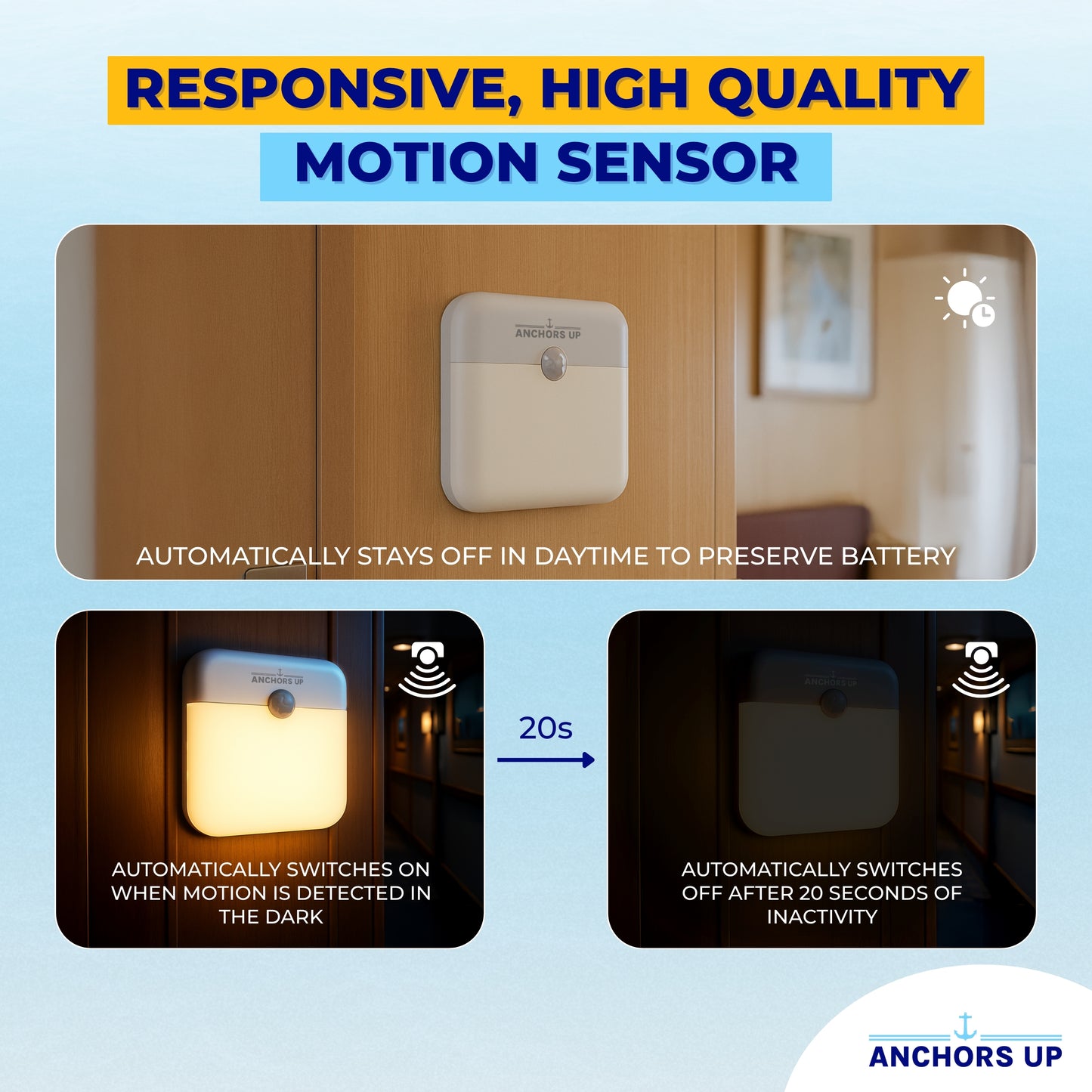 Magnetic Cabin Night Light for Cruises - Motion Sensor & USB Rechargeable