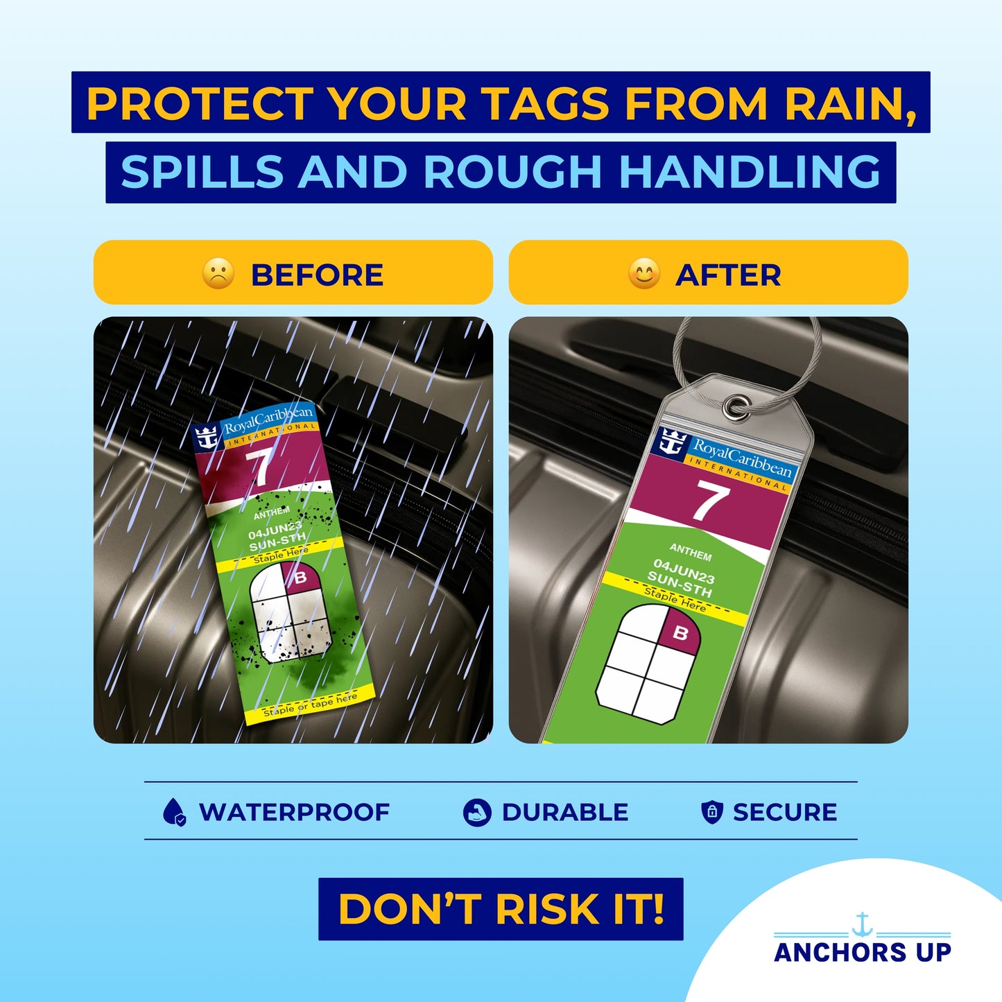 Royal Caribbean Cruise Luggage Tag Holders - Set of 4