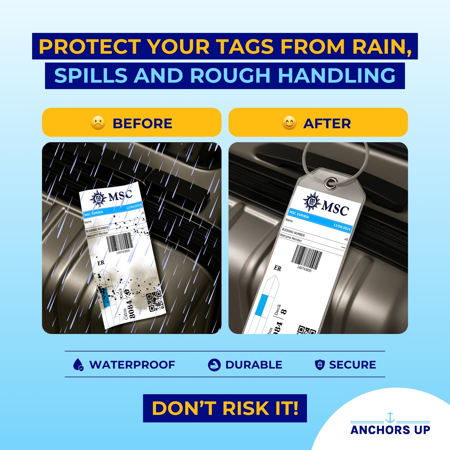 MSC Cruise Luggage Tag Holders - Set of 4