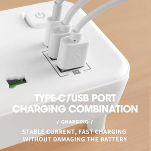 7-in-1 UK to EU Travel Adaptor (3 Universal + 2 USB + 1 USB-C + 1 Nightlight) - CRUISE APPROVED