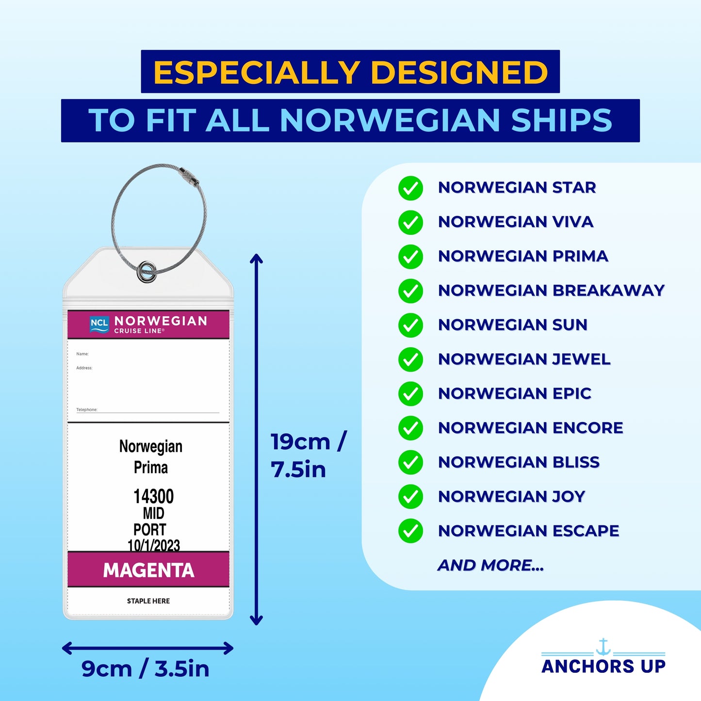 Norwegian (NCL) Cruise Luggage Tag Holders - Set of 4