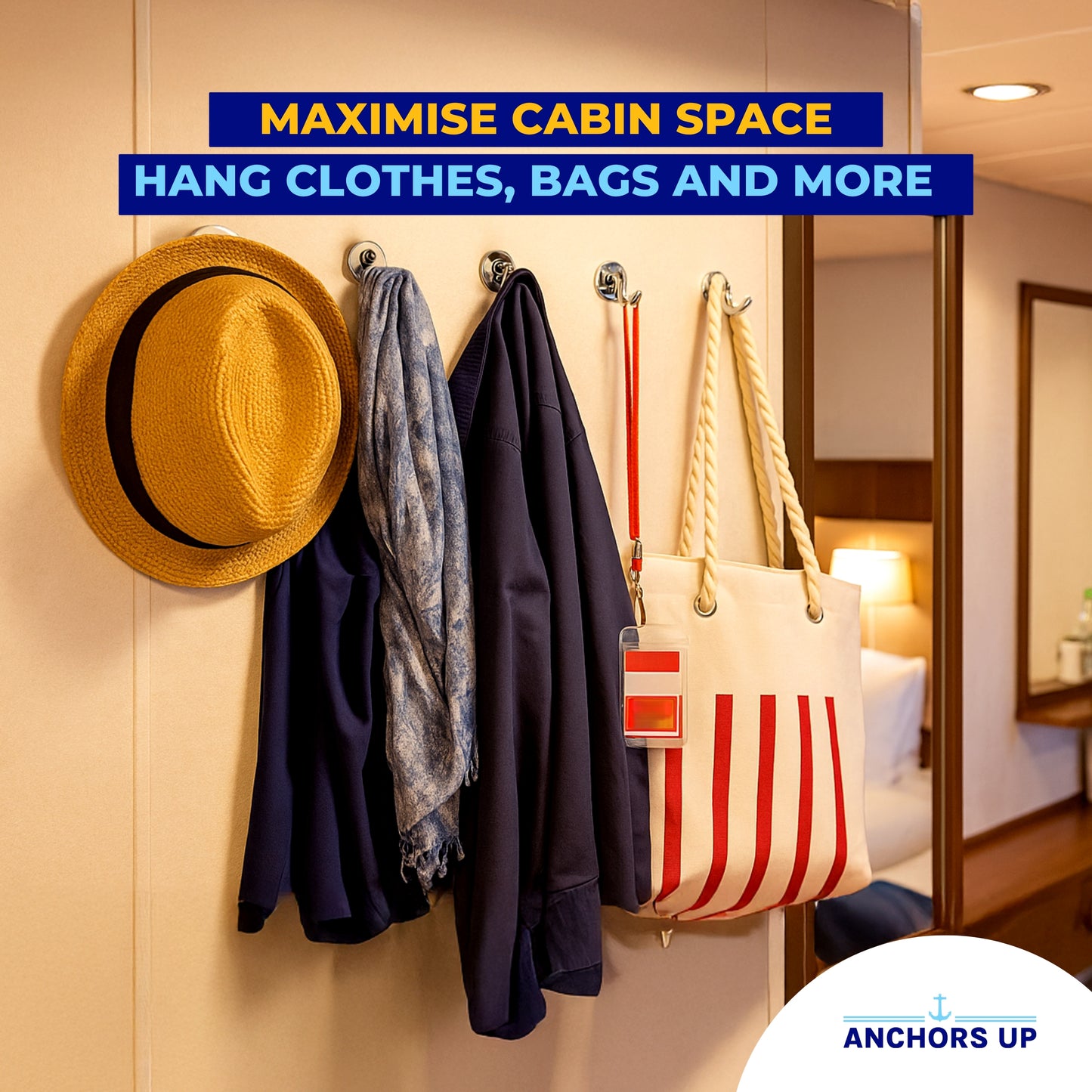 Magnetic Cruise Cabin Hooks - Heavy Duty for Walls & Ceilings - Set of 4
