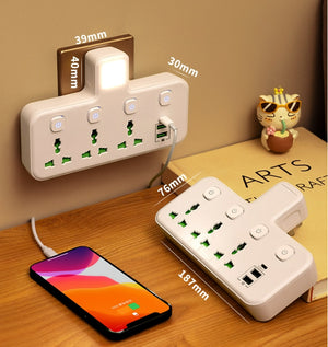 7-in-1 UK to EU Travel Adaptor (3 Universal + 2 USB + 1 USB-C + 1 Nightlight) - CRUISE APPROVED