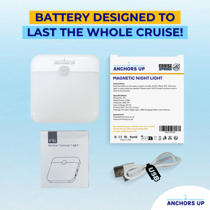 Magnetic Cabin Night Light for Cruises - Motion Sensor & USB Rechargeable