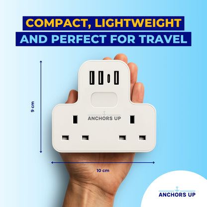 Cruise Approved UK to US Travel Adaptor 7-in-1  (2 UK + 3 USB-A + 1 USB-C + Night Light)