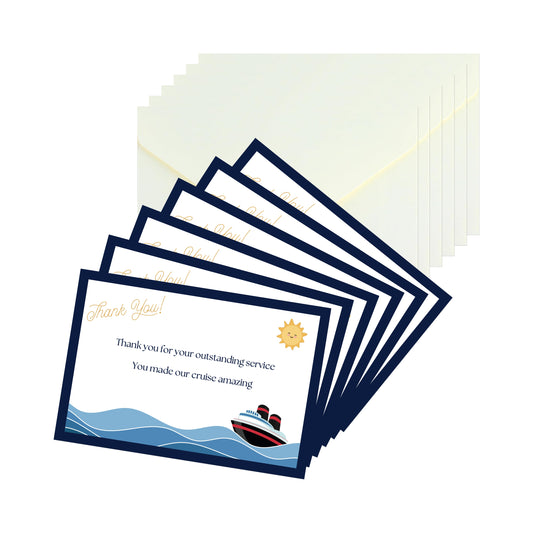 Cruise Staff Thank You Cards with Envelopes - Set of 6