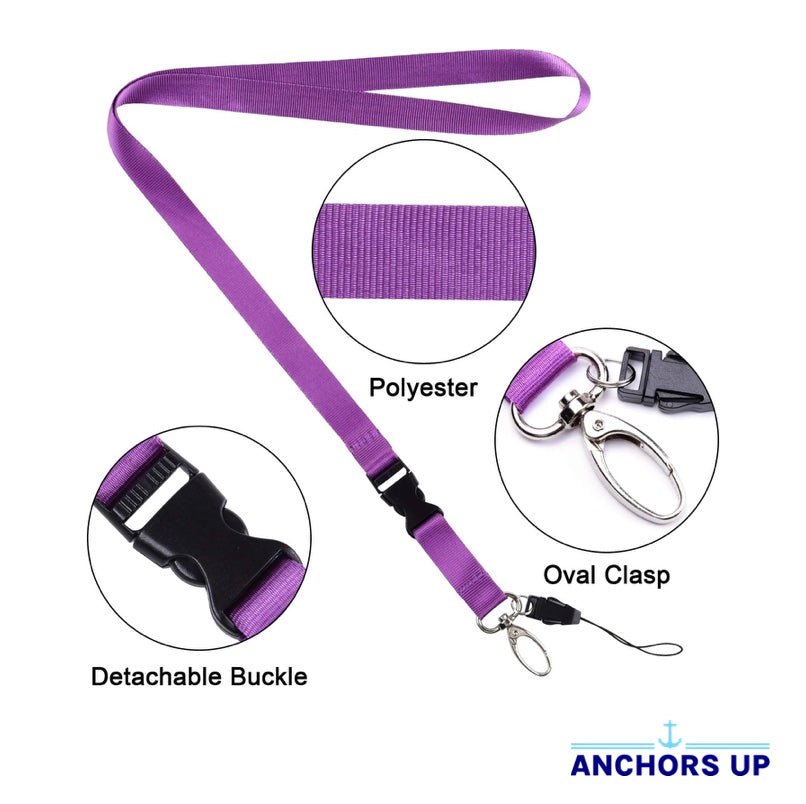 Detachable Lanyards with Card Holders, Pink and Purple - Set of 2 Anchors Up