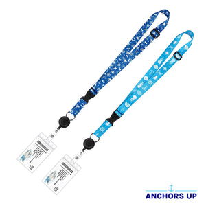 2x Lanyards with Card Holders, Detachable Retractable, Light and Dark Blue