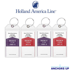 Luggage Tag Holders for all Cruise Lines - Set of 4 Anchors Up
