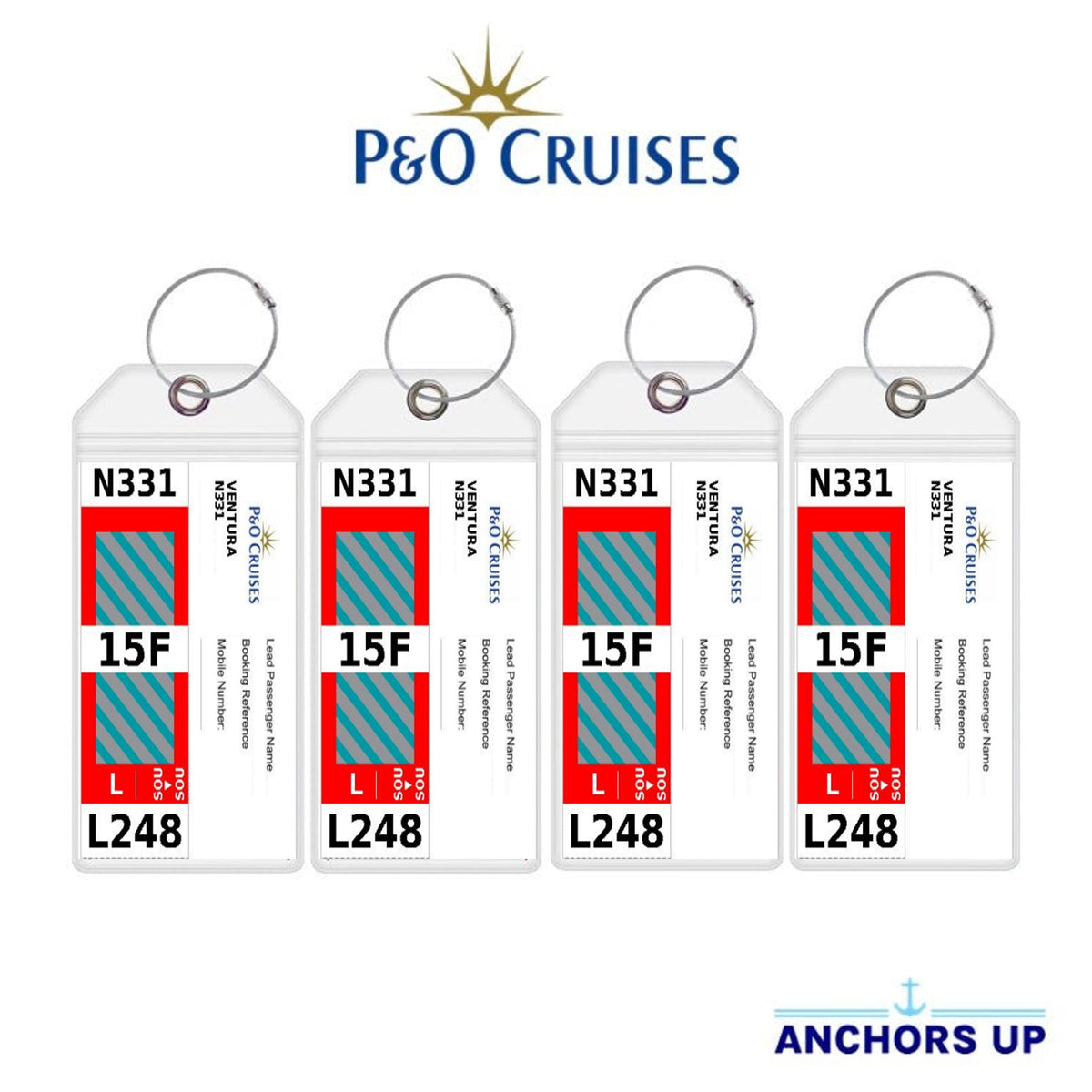 P&O Luggage Tag Holders - Set of 4 Anchors Up