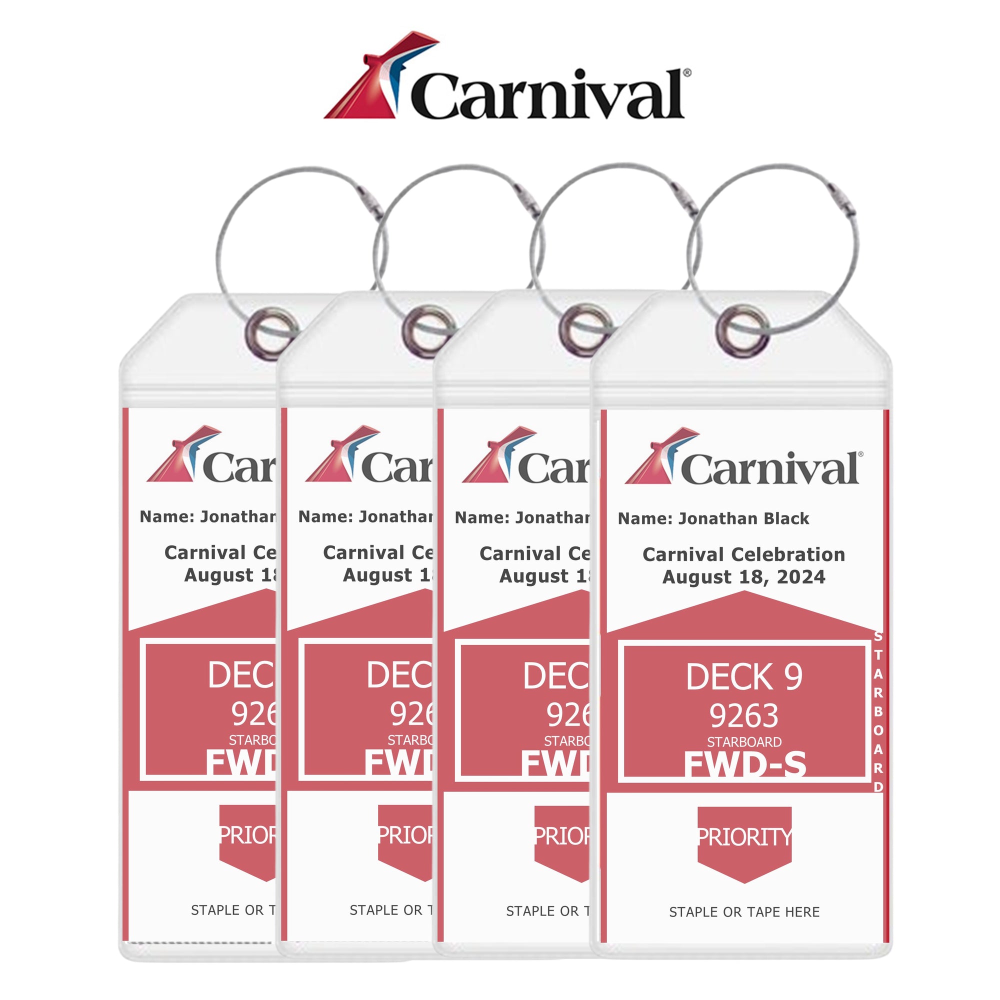 Carnival Luggage Tag Holders - Set of 4