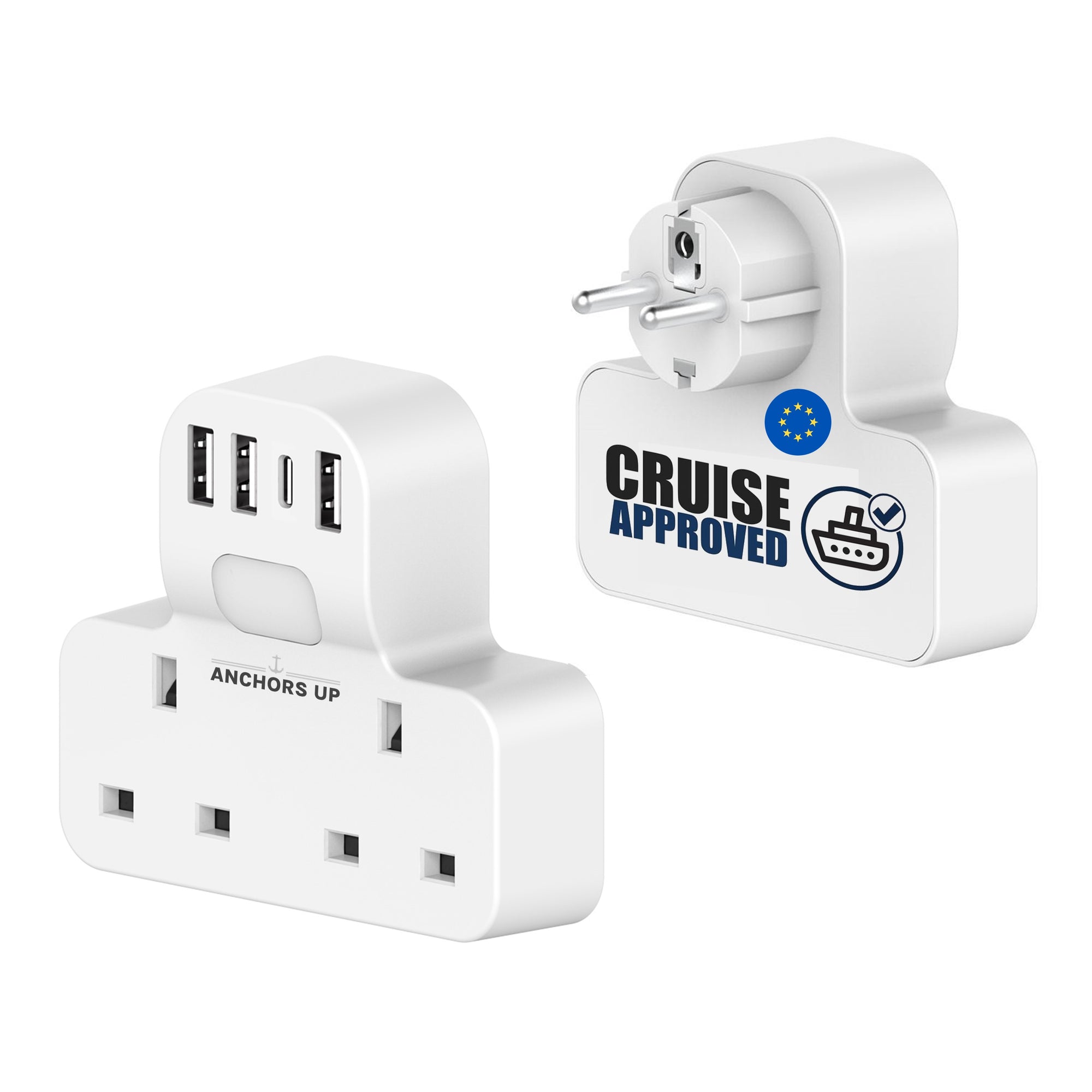 7-in-1 UK to EU Travel Adaptor (2 UK + 3 USB-A + 1 USB-C + 1 Night Light) - CRUISE APPROVED