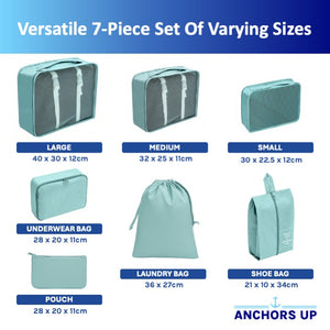 Cruise Approved Packing Cubes – 7 Piece Set with Laundry Bag, Shoe Bag & Accessory Pouch
