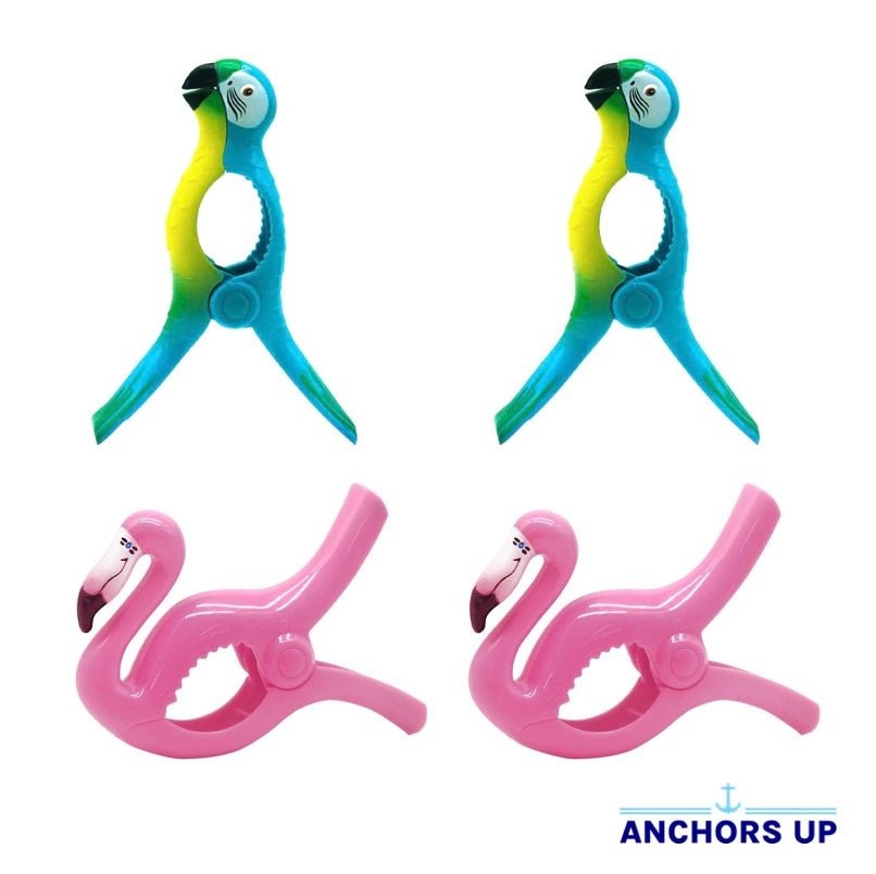 Towel Clips Parrot & Flamingo - Set of 4 Anchors Up