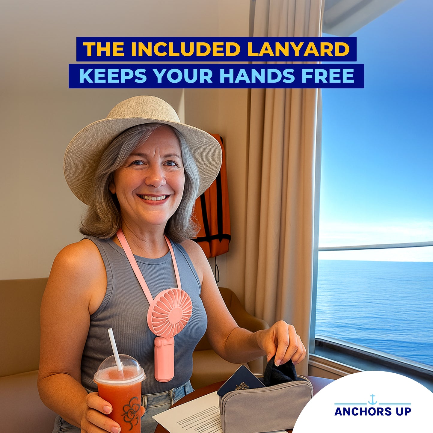 Cruise Approved 5-Speed Handheld Travel Fan – USB Rechargeable