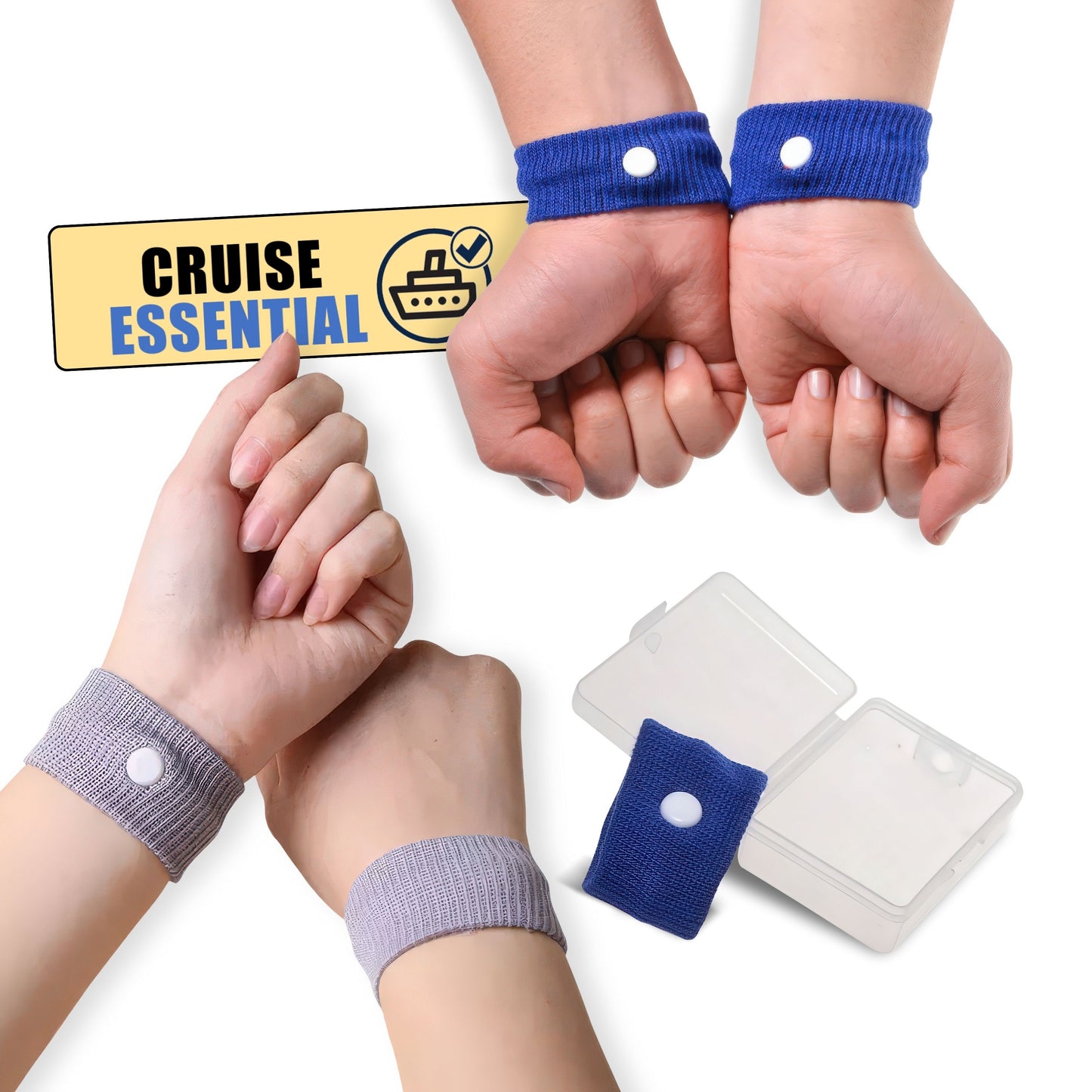 Motion and Sea Sickness Wristbands for Cruises (2 Pairs) – Natural Relief for Seasickness