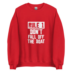 Unisex Premium Sweatshirt - "Rule 1: don't fall off the boat" - Red