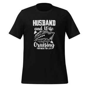 Unisex Cotton Cruise T-shirt - "Husband and wife" - Black