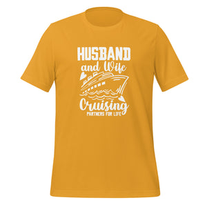Unisex Cotton Cruise T-shirt - "Husband and wife" - Mustard
