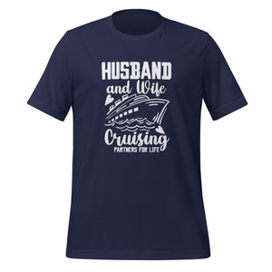 Unisex Cotton Cruise T-shirt - "Husband and wife" - Navy